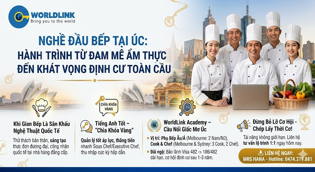 NGHỀ ĐẦU BẾP TẠI ÚC:  HÀNH TRÌNH TỪ ĐAM MÊ ẨM THỰC ĐẾN KHÁT VỌNG ĐỊNH CƯ TOÀN CẦU